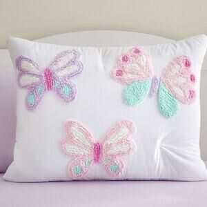 Pottery Barn Candlewick Butterfly Comforter Standard Sham Pillowcase NWT Shag